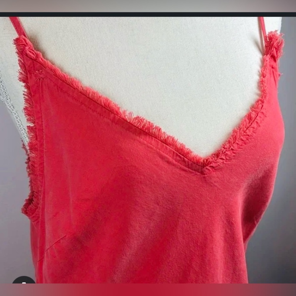 Cloth & Stone Red Raw-edge Cotton Slip Dress XL